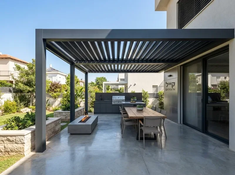 פרגולה ממונעת עם תריסים